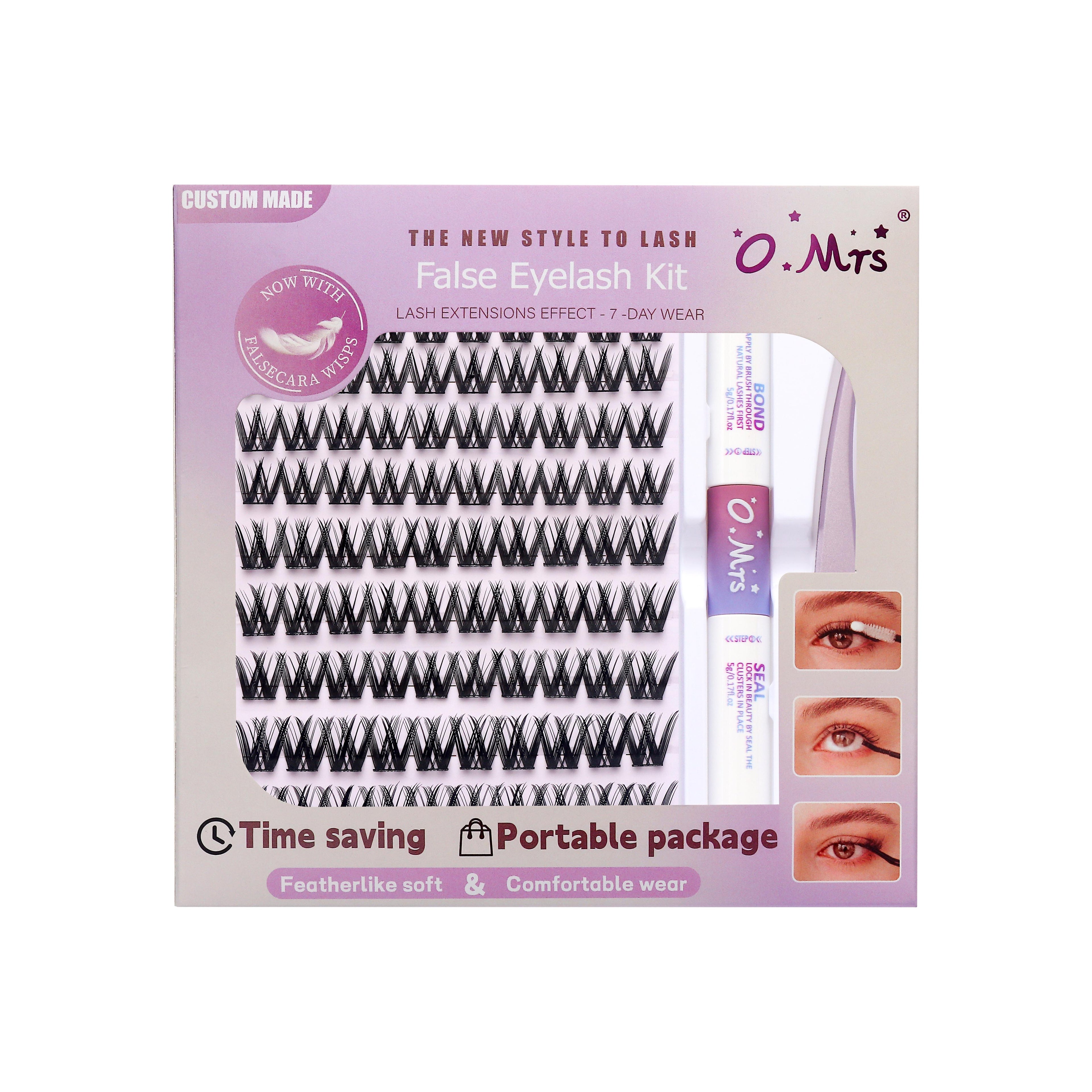 O.MRS K03 False Eyelash Kit – All-in-1 Cluster Lashes, 7-Day Wear, Natural Look, Soft & Lightweight, Bond & Seal Included, Easy Apply bottom