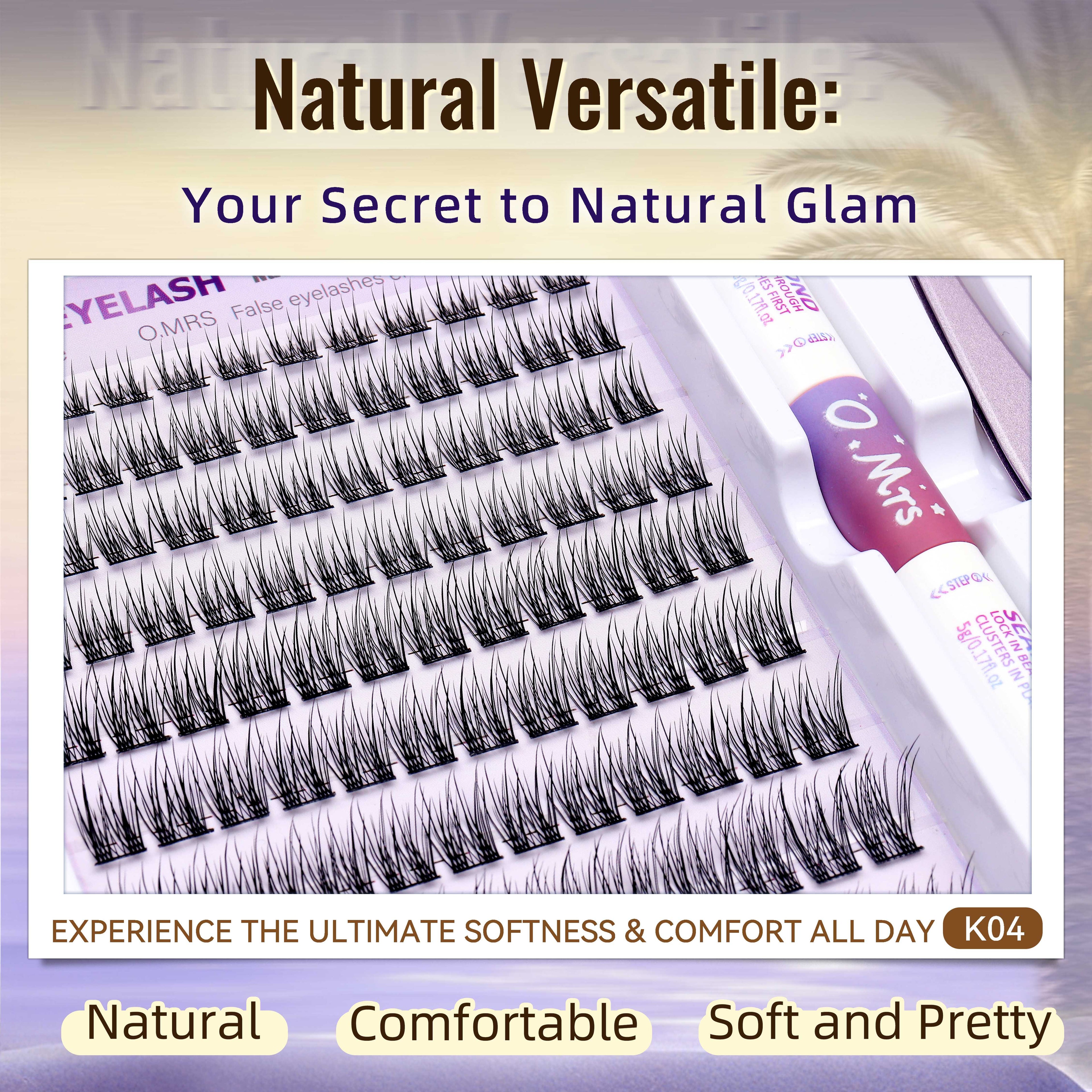 O.MRS K04 False Eyelash Kit – All-in-1 Cluster Lashes, 7-Day Wear, Natural Look, Soft & Lightweight, Bond & Seal Included, Easy Apply bottom
